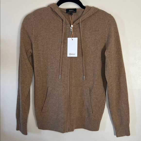 NWT Quince XS Mongolian Cashmere Full-Zip Hoodie in Teak - Picture 10 of 12